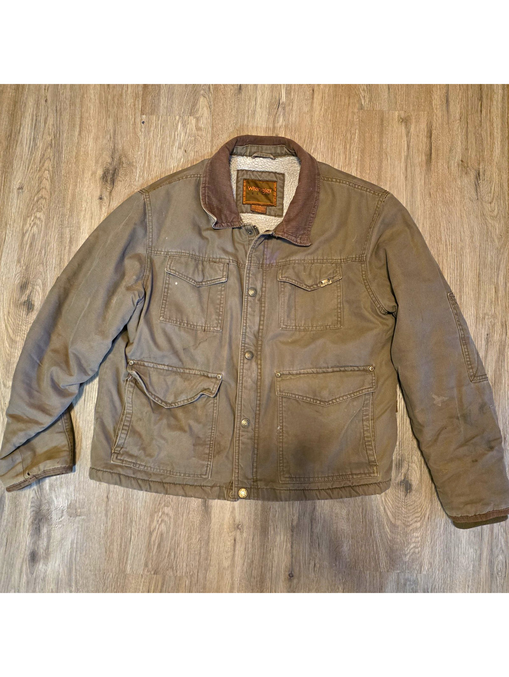 Vintage Wrangler Hero Sherpa Chore Jacket Brown Corduroy Collar Men's L
